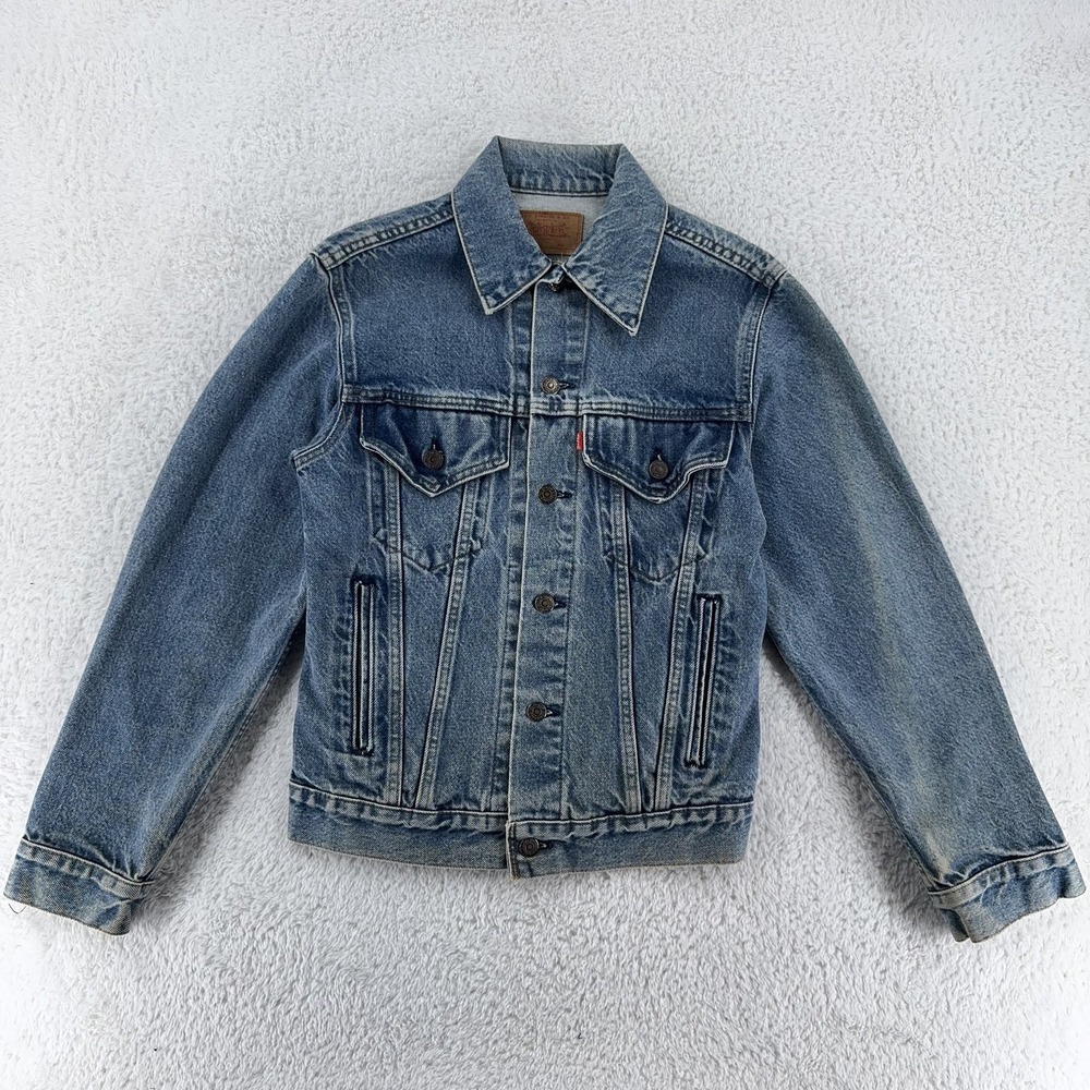 Vintage Levis Denim Trucker Jacket Mens 2XS Faded USA